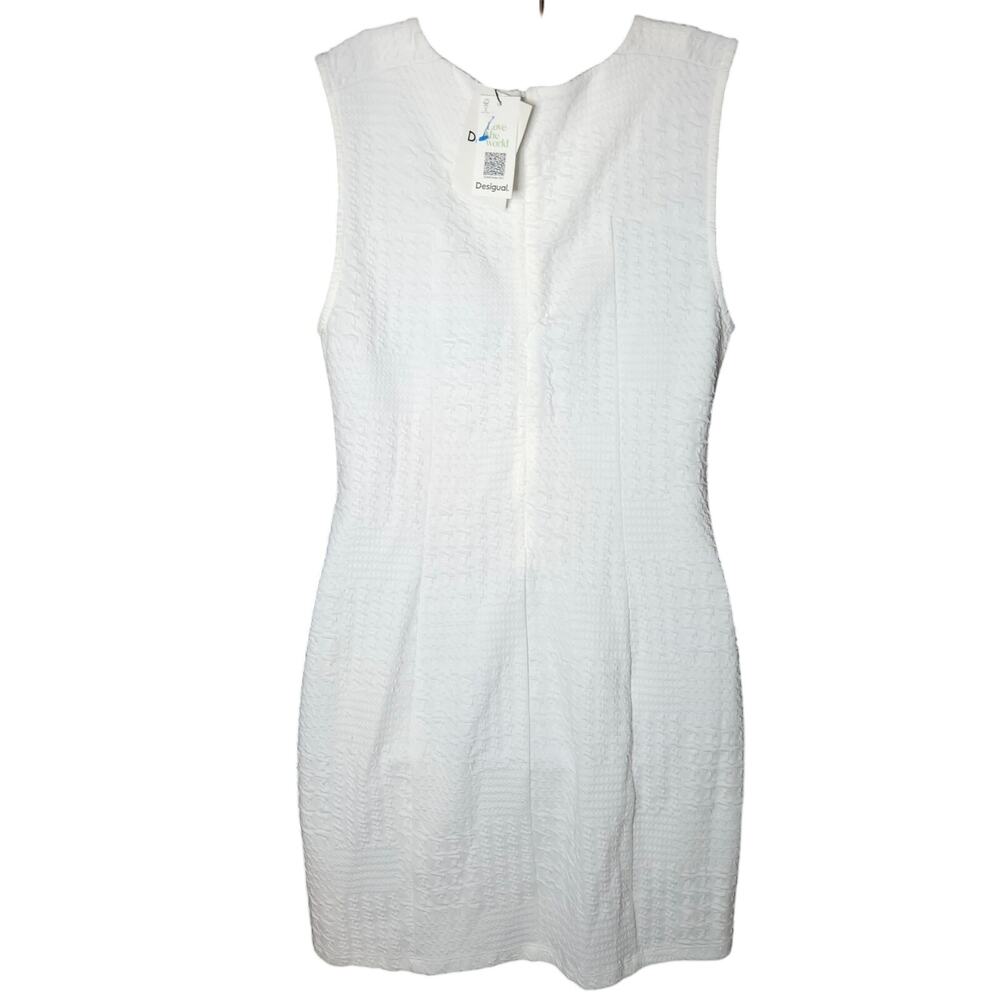 Desigual Dress Women Large White Textured Shift Bodycon NWT $145 - Picture 4 of 11